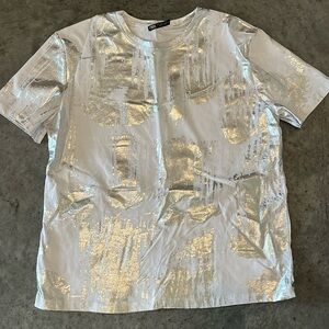 Zara silver and white T-shirt